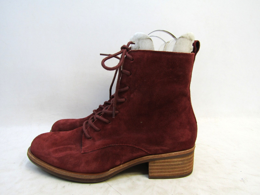 Kork Ease Womens Size 7.5 M Red Suede Zip Lace Up Ankle Fashion Boots Bootie
